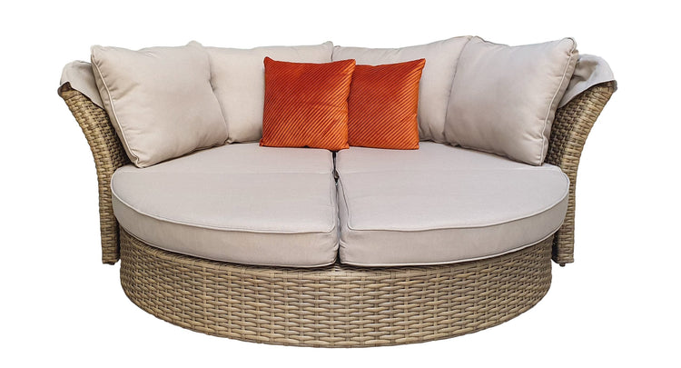 Lily Natural Rattan Modular Garden Daybed with Adjustable Sunroof Canopy | Signature Weave
