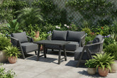 Lizzie Garden Grey 2 Seater + 2 Chairs + Coffee Table Rope Weave