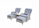 Signature Weave - Rattan 5 Piece Reclining Lounge Set in Grey | Megh0298
