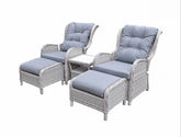 Signature Weave - Rattan 5 Piece Reclining Lounge Set in Grey | Megh0298