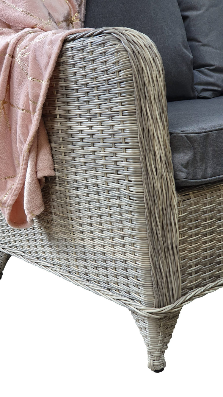 Meghan 7 Seater Rattan Corner Dining Sofa with Gas Fire Pit Table & 2 Bench Stools | Signature Weave