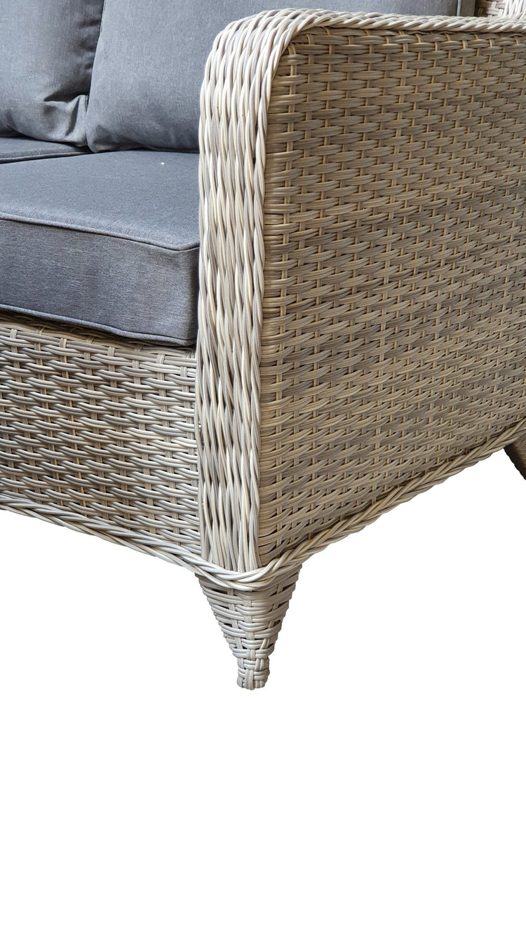 Meghan 7 Seater Rattan Corner Dining Sofa with Gas Fire Pit Table & 2 Bench Stools | Signature Weave