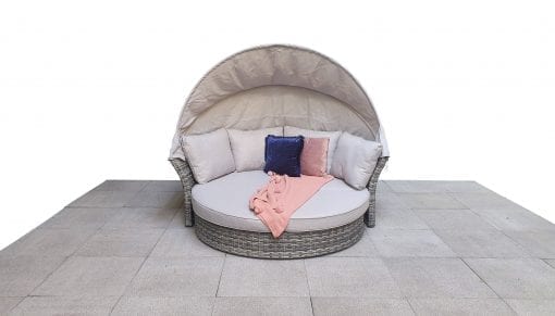 Lily Grey Rattan Modular Garden Daybed with Adjustable Canopy | Signature Weave