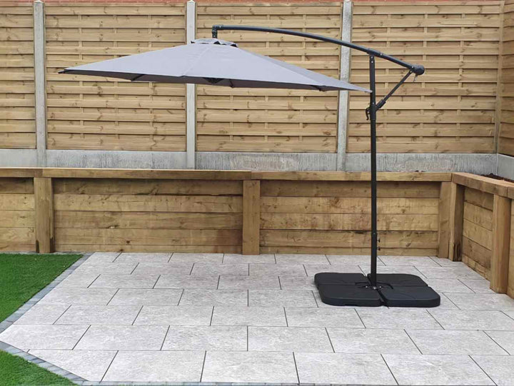 3m Grey Banana Garden Parasol with Tilt Mechanism | Signature Weave