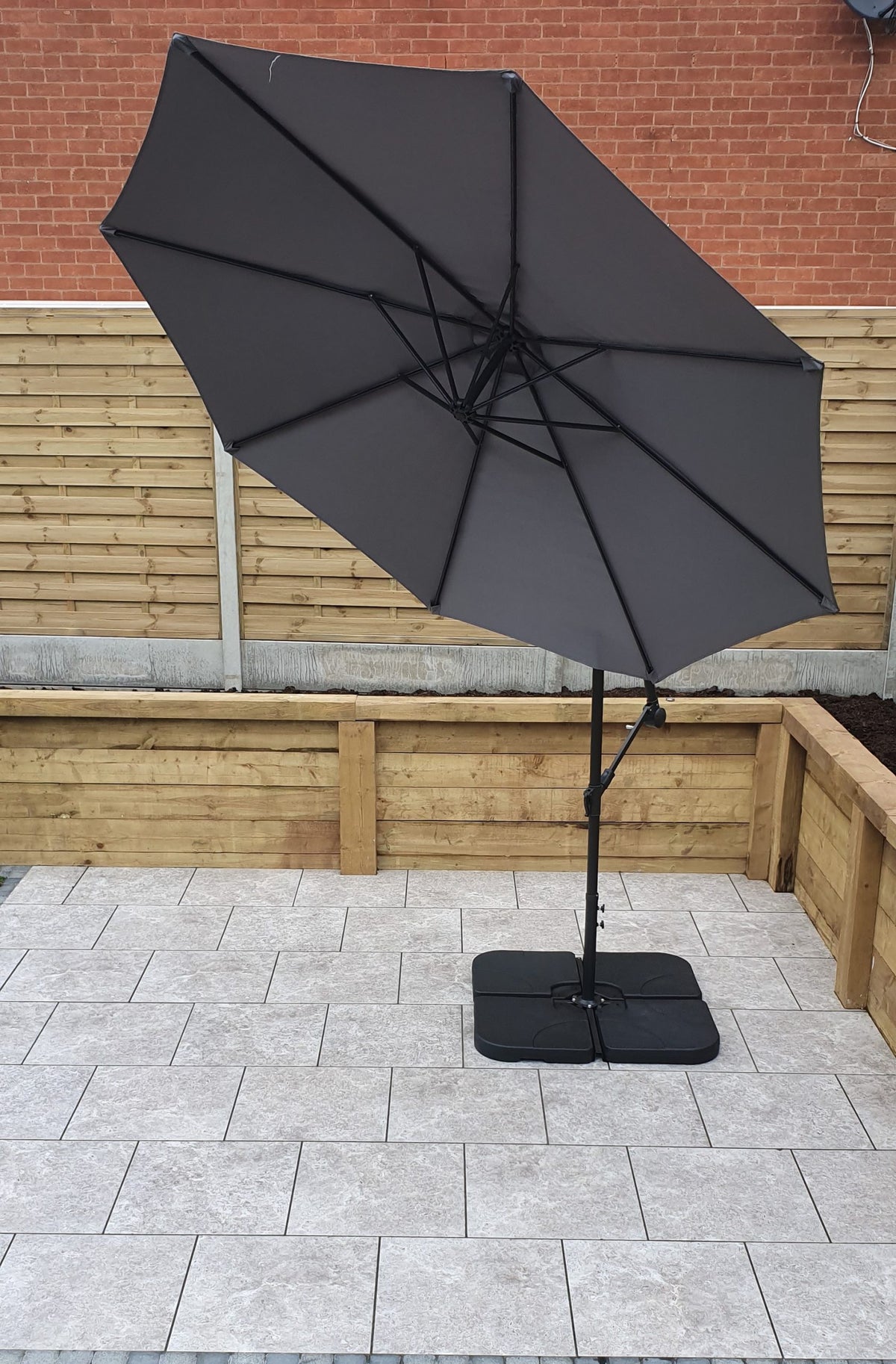 3m Grey Banana Garden Parasol with Tilt Mechanism