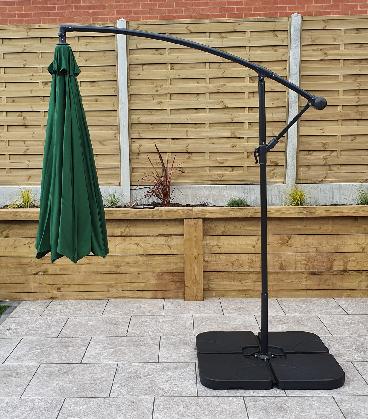 3m Green Banana Garden Parasol with Tilt Mechanism