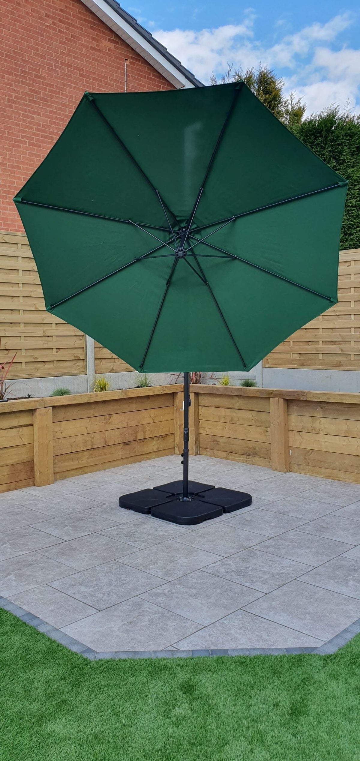 3m Green Banana Garden Parasol with Tilt Mechanism