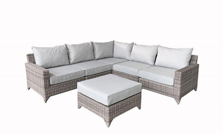 Helena Grey Rattan Modular Garden Corner Sofa with Coffee Table | Signature Weave