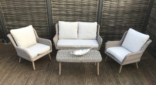 Danielle 4 Seater Grey Rattan Sofa Dining Set with Retro Legs | Signature Weave