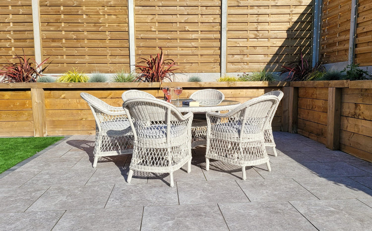 Signature Weave - Rattan Round Table + 6 Dining Chairs | Rose | Rose0389_0393
