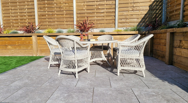 Signature Weave - Rattan Round Table + 6 Dining Chairs | Rose | Rose0389_0393