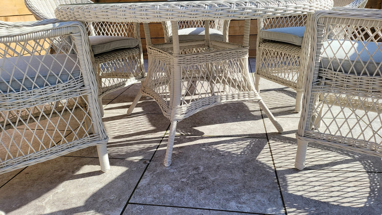 Signature Weave - Rattan Round Table + 6 Dining Chairs | Rose | Rose0389_0393