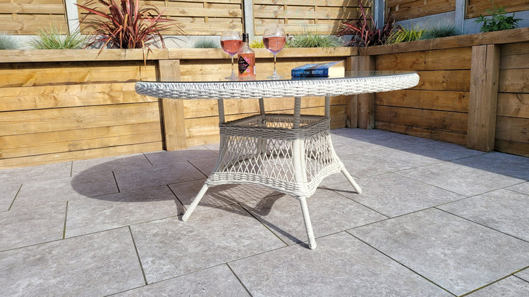 Signature Weave - Rattan Round Table + 6 Dining Chairs | Rose | Rose0389_0393