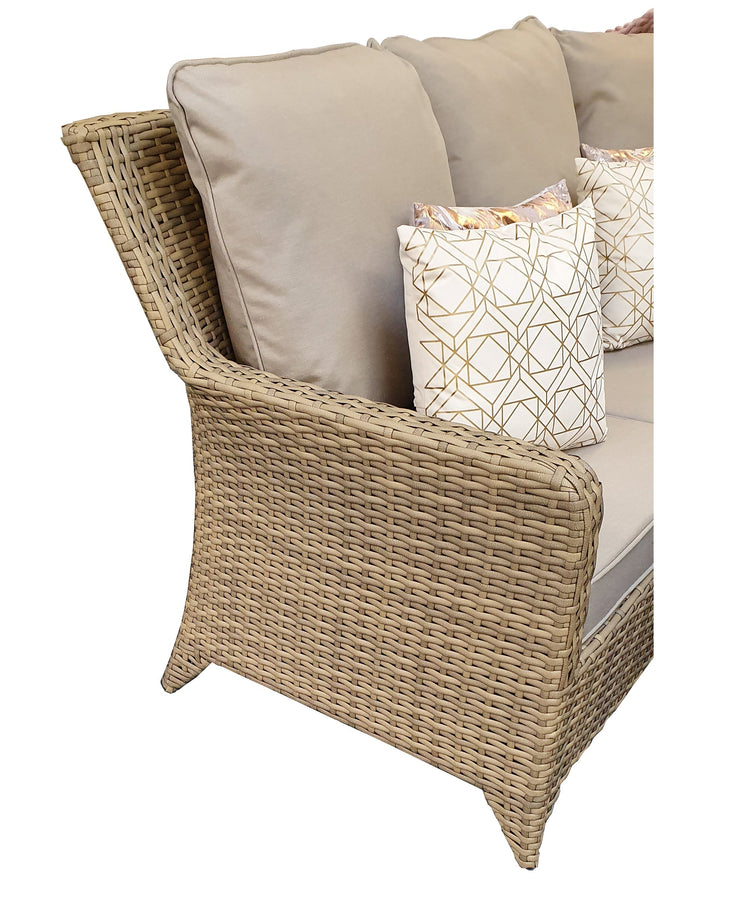 Sarah Natural Rattan Corner Dining Set with Glass Table & Bench Stools | Signature Weave