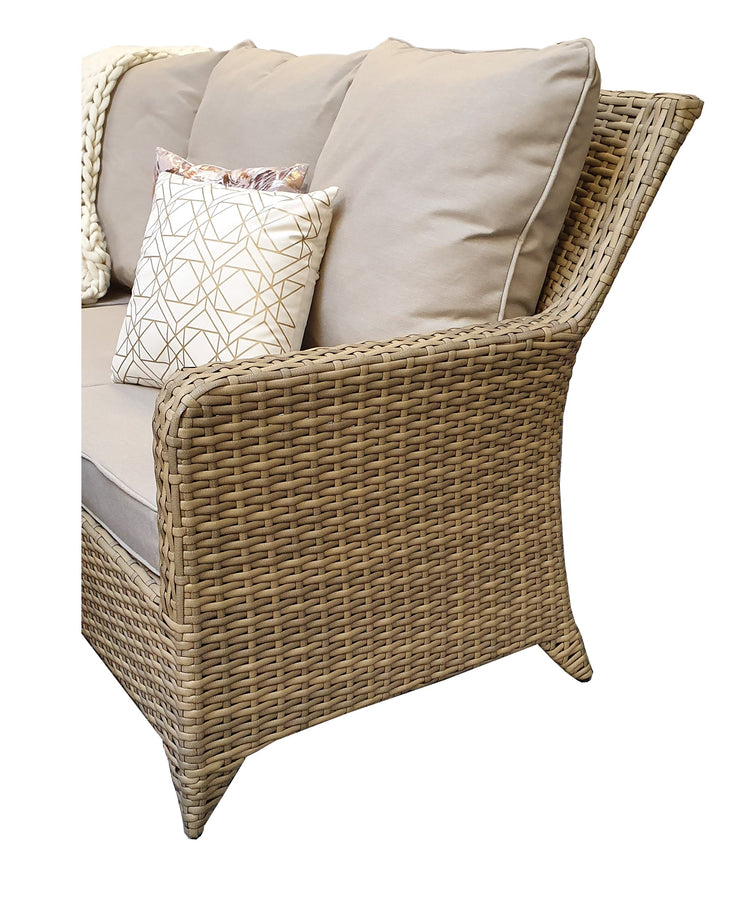 Sarah Natural Rattan Corner Dining Set with Glass Table & Bench Stools | Signature Weave