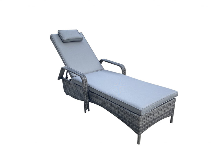 Signature Weave - Rattan Single Sun Lounger with Drinks Table | Savannah | Sava0404