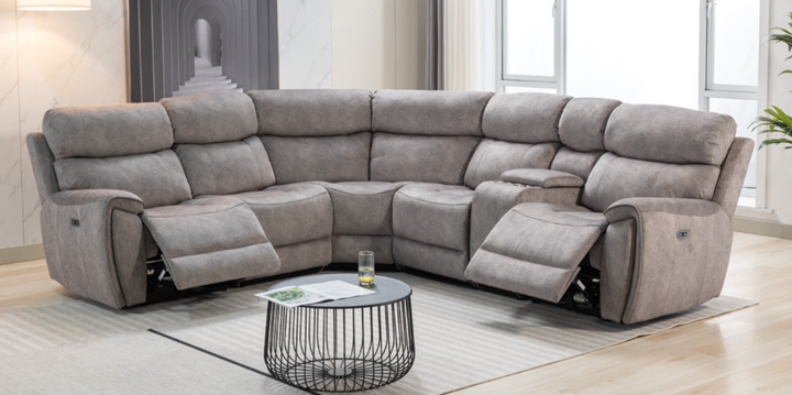 Seville Fabric Electric Recliner Modular Corner Sofa with USB | Red Rose