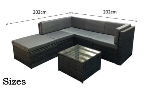 Stella 5 Piece Grey Rattan Modular Garden Corner Sofa with Glass Table & Stool | Signature Weave
