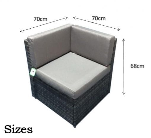 Stella 5 Piece Grey Rattan Modular Garden Corner Sofa with Glass Table & Stool | Signature Weave