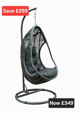 Rattan Vasilia Grey Hanging Egg Chair | Vasi503G