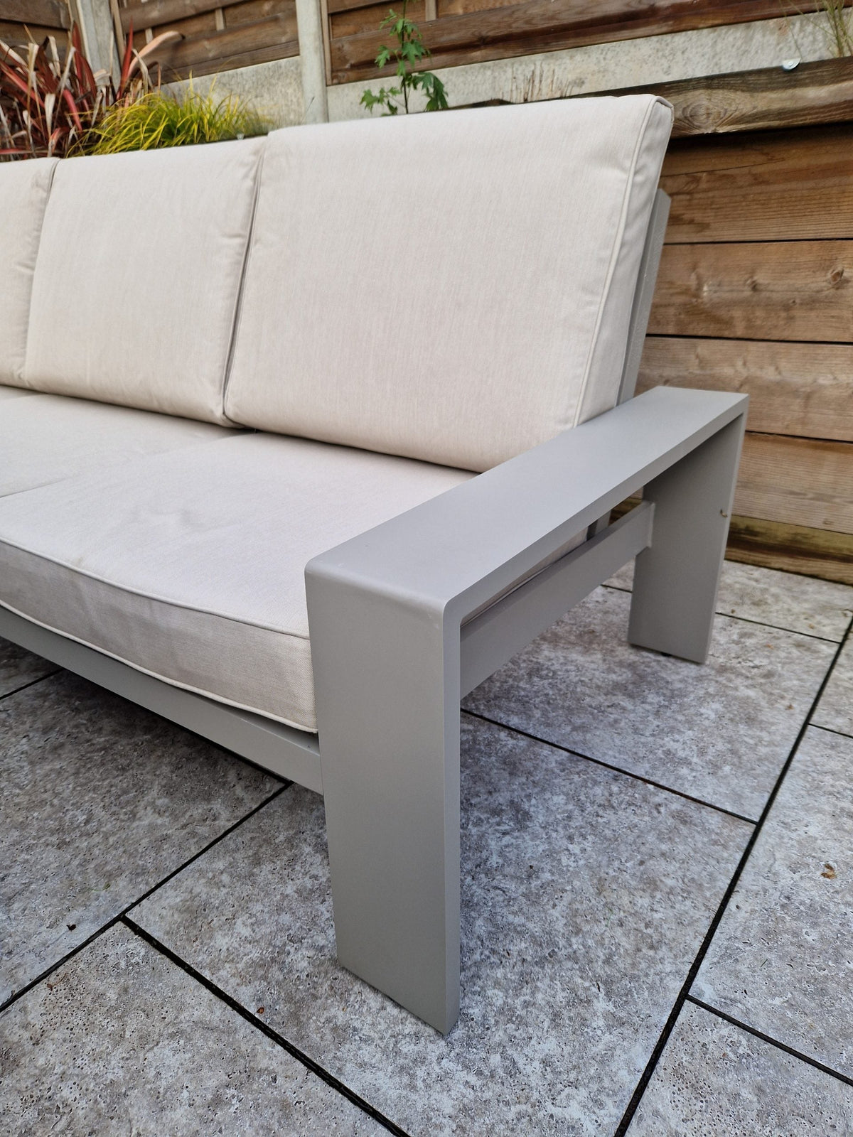 Venus 8 Seater Aluminium Garden Corner Sofa with Gas Fire Pit Table & 2 Bench Stools