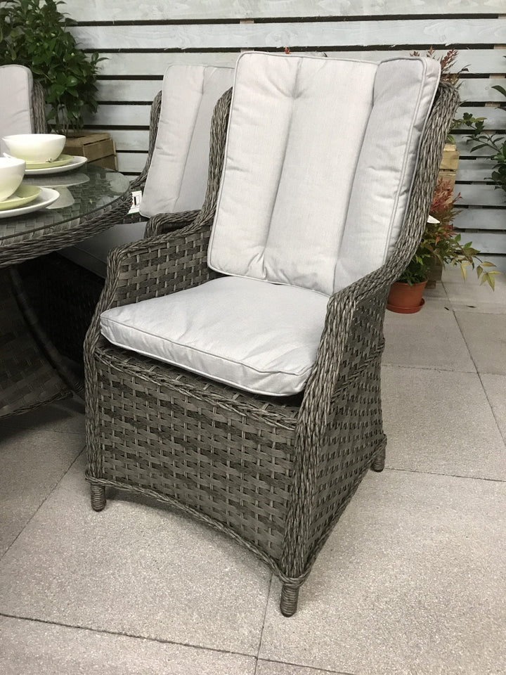 Victoria Grey Rattan High Back Garden Dining Chair | Signature Weave