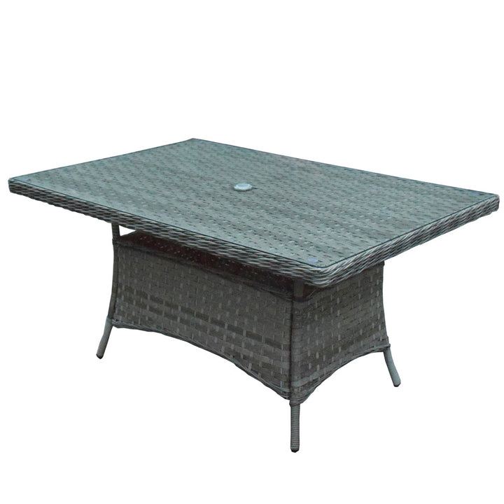 Victoria 150 x 100cm Grey Rattan Rectangular Garden Dining Table | Signature Weave