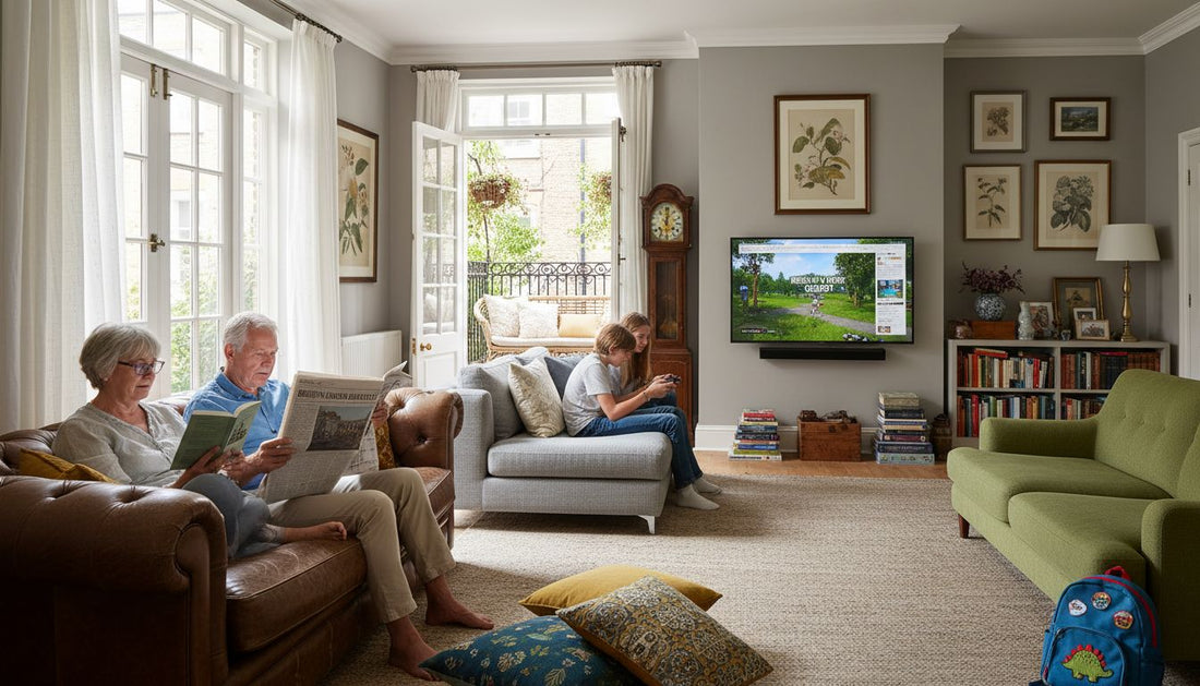 Families enjoy various sofa styles in London townhouse