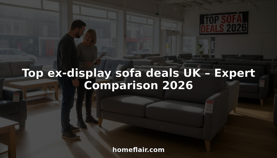 Couple shopping ex-display sofa in UK showroom