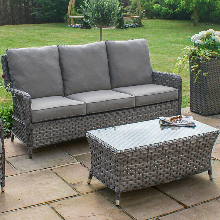 Homeflair - Victoria High Back 3 Seat Rattan Sofa Set