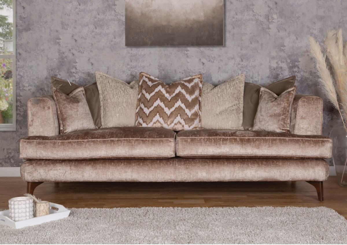 Cancun Fabric Sofa Collection, Standard or Feather Pillow Back