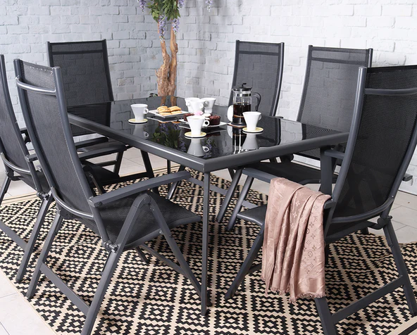 Sorrento 6 Seater Rectangular Deluxe Recliner Set | SOR160XRECBLK | AMIR