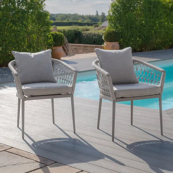 Outdoor Fabric Pair of Ibiza Dining Chairs - Oatmeal