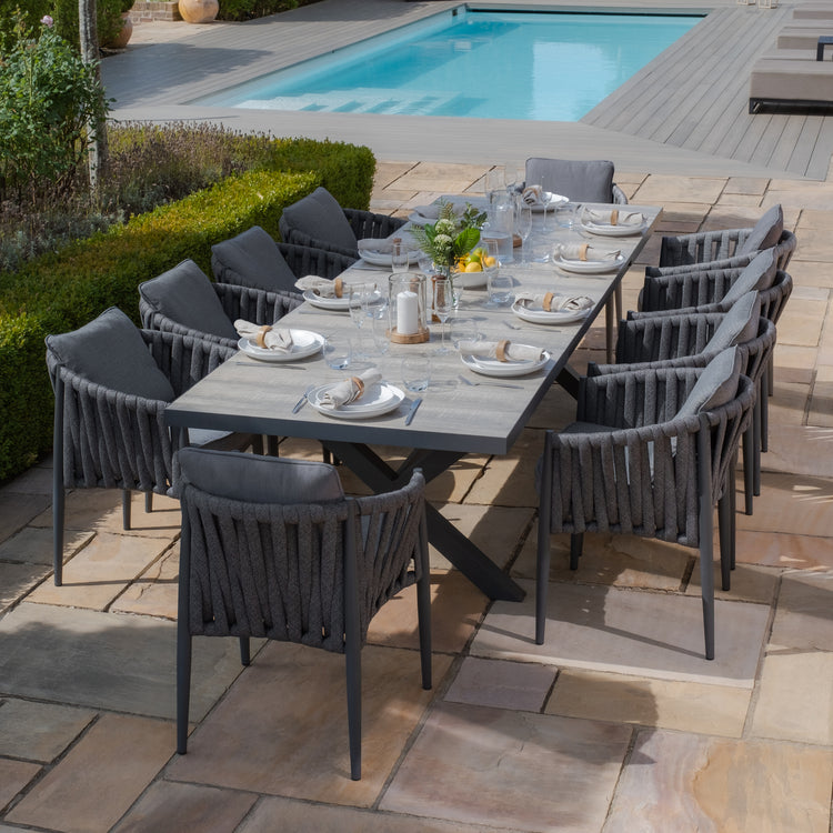 Vienna 6 - 10 Seat Extending Rectangular Dining Table with Charcoal Aluminium Frame