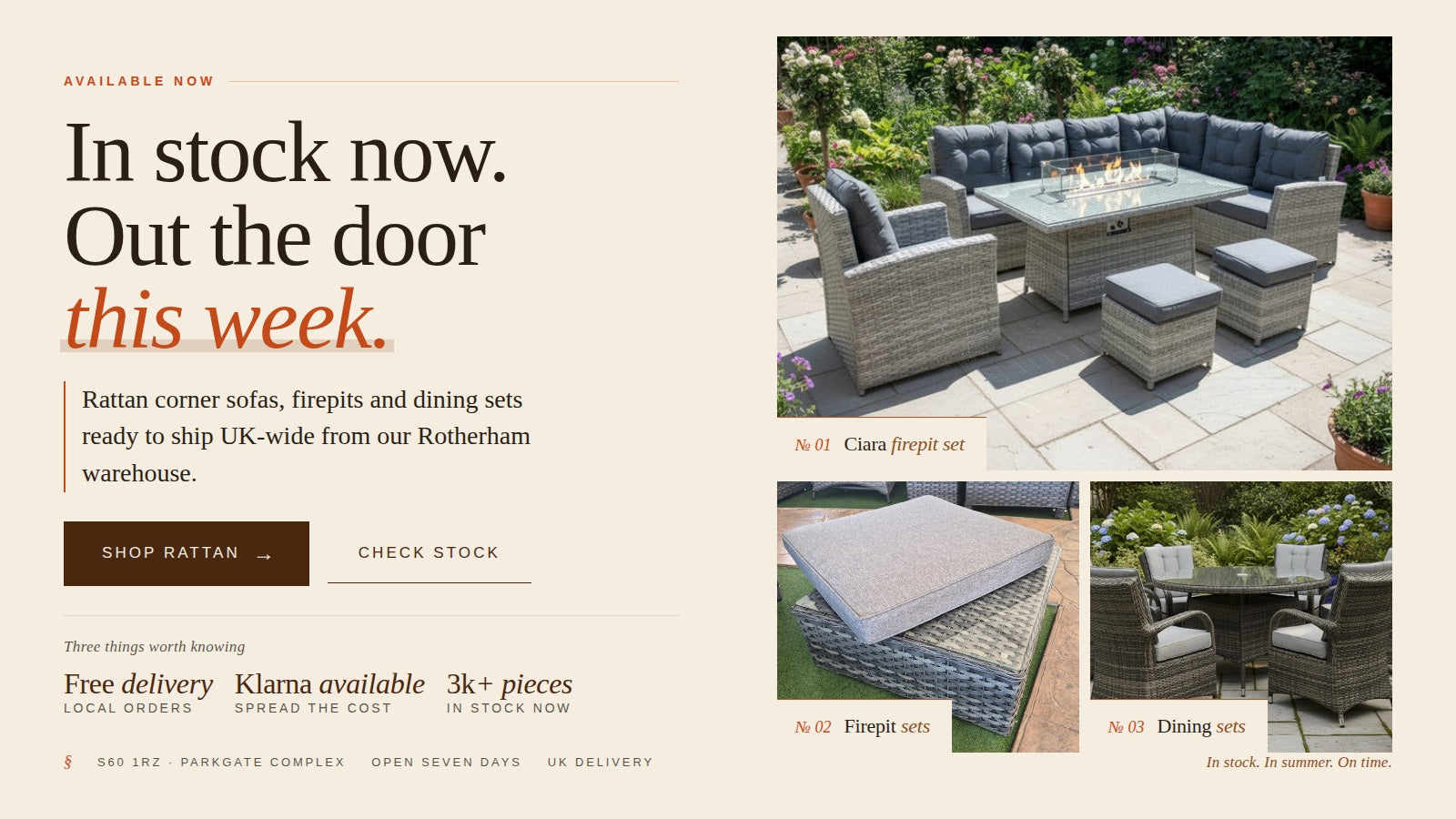 In stock now rattan corner sofas firepits and dining sets slide