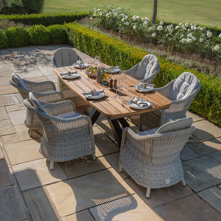 Jakarta Teak 6-8 Seat Oval Dining Table with Grey Aluminium Frame
