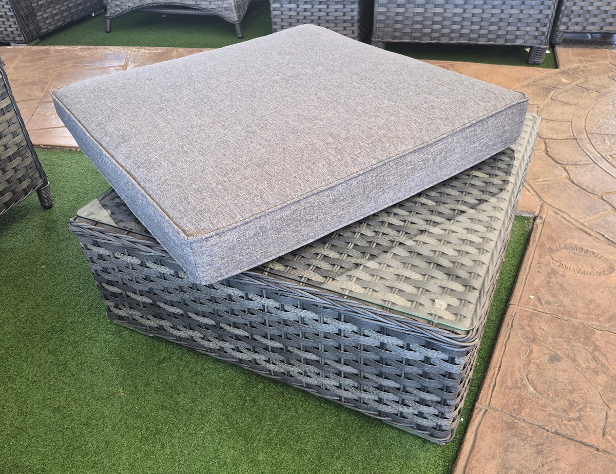 Richmond Grey Garden Footstool that Converts to a Glass Coffee Table