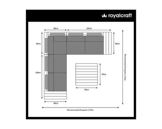 Royal Craft - Aspen Teak 5 Seater Modular Mini Corner Lounging Set with Coffee Table