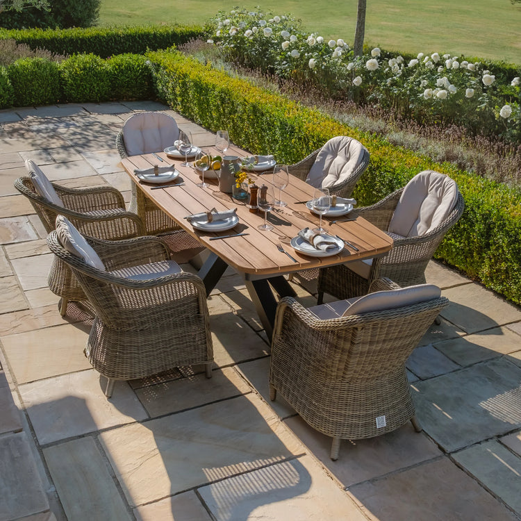 Jakarta Teak 6-8 Seat Oval Dining Table with Grey Aluminium Frame