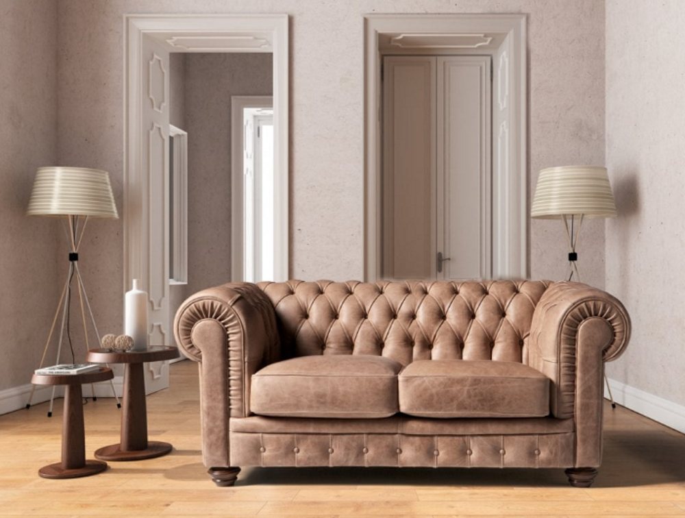 Chester Low Italian Leather Sofa & Corner with Crystal Button Option