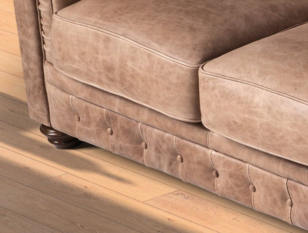 Chester Low Italian Leather Sofa & Corner with Crystal Button Option