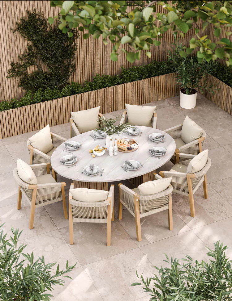 Royal Craft - Saturn 8 Seater Ellipse D Conical Dining Set with Roma Dining Chairs