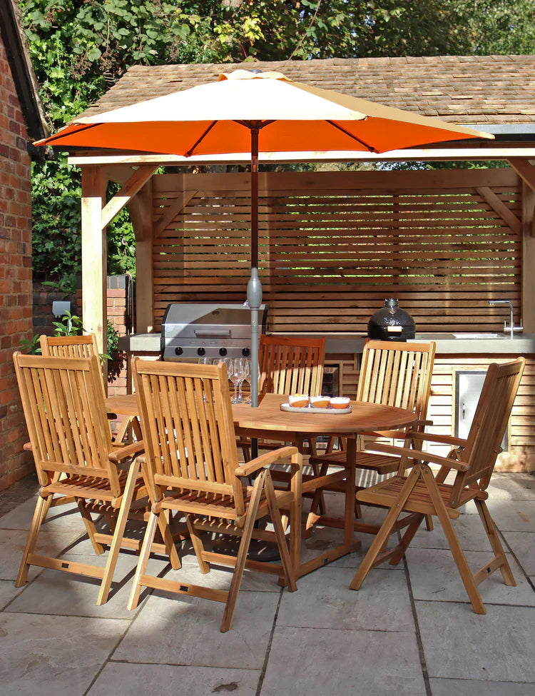 Royal Craft - Turnbury 6 Seater Manhattan Recliner Round Extending Dining Set