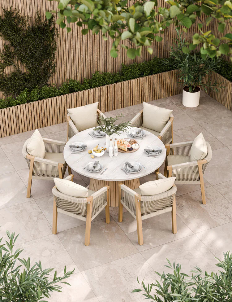 Royal Craft - Saturn 6 Seater Round Conical Dining Set with Roma Dining Chairs