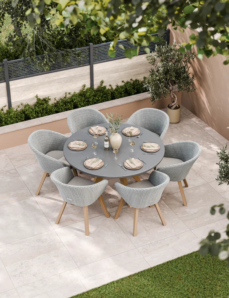 Royal Craft - Luna 6 Seater Concrete Dining Set with Sol Dining Chairs