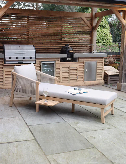 Royal Craft - Roma Rope Sun Lounger with Pull-out Side Table