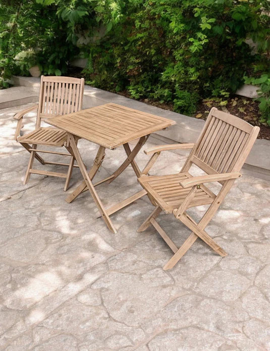 Royal Craft - London 2 Seater Square Folding Bistro Set with London Folding Armchairs