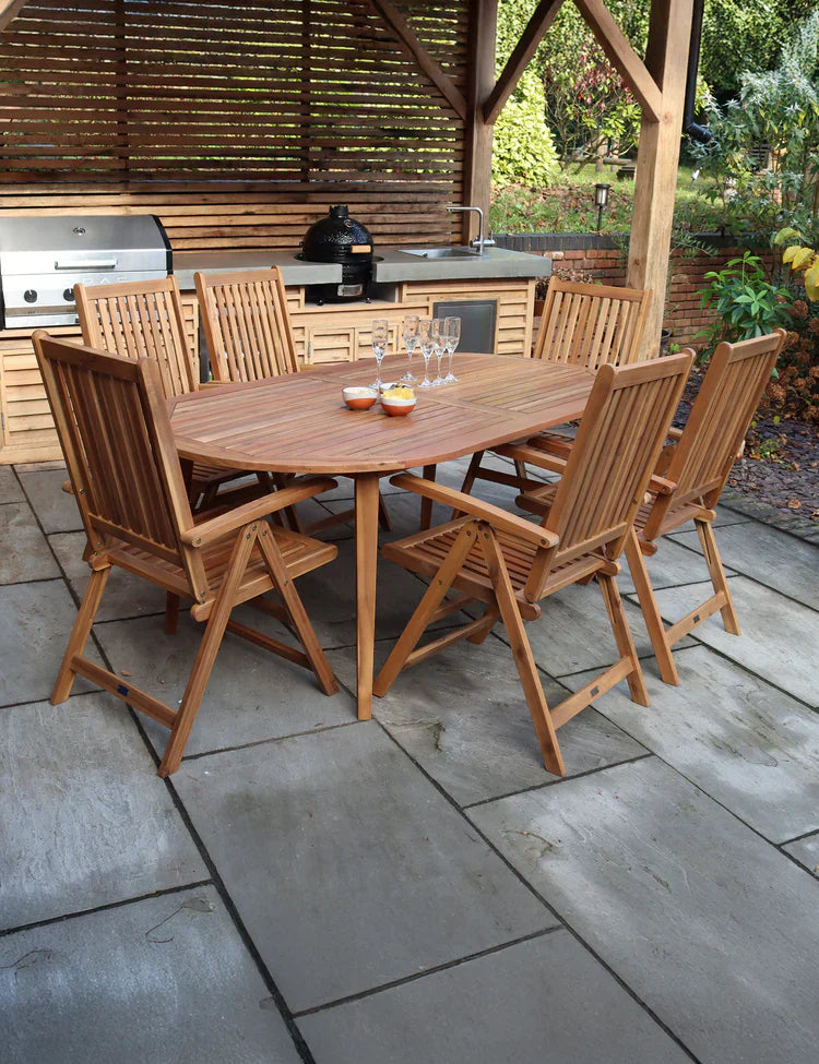 Royal Craft - Ellipse 6 Seater Dining Set with Manhattan Recliner Armchairs