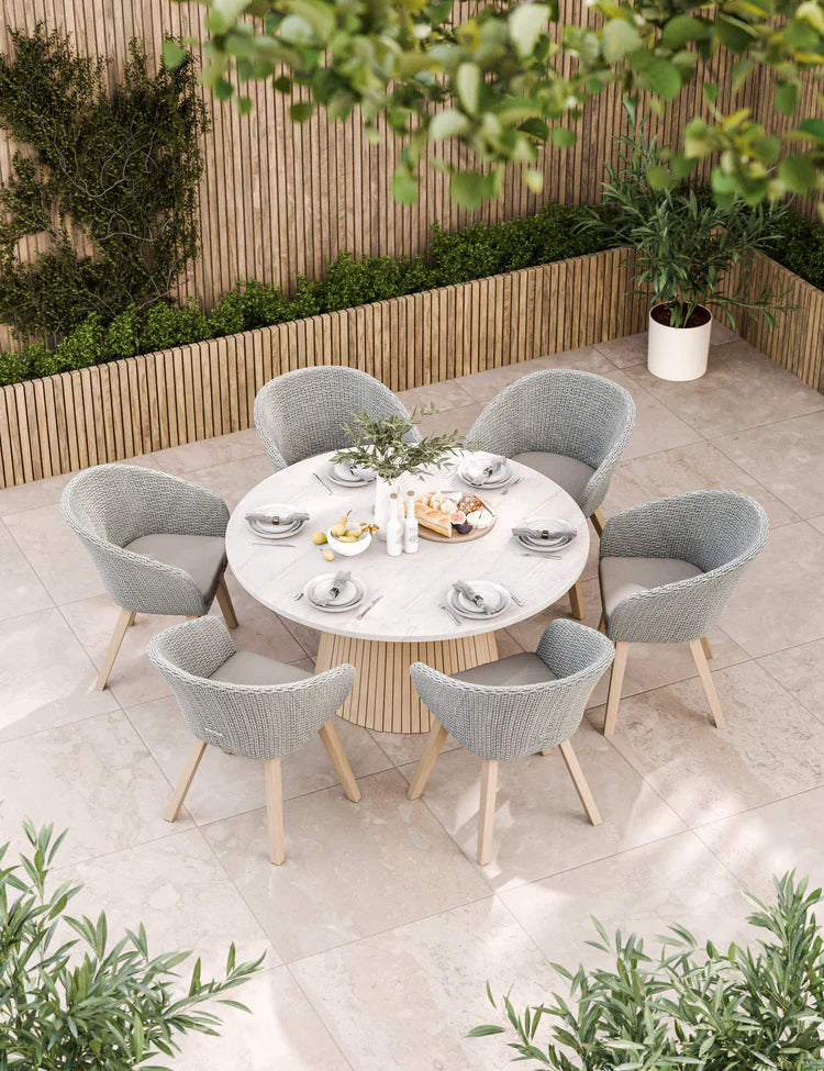 Royal Craft - Saturn 6 Seater Round Conical Dining Set with Sol Dining Chairs