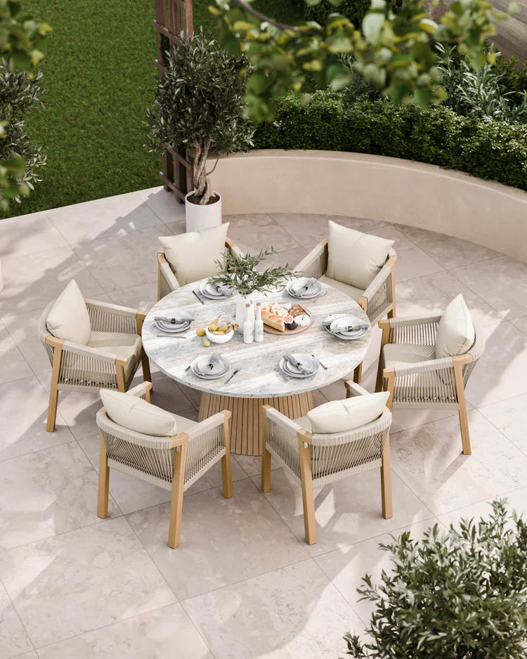 Royal Craft - Jupiter 6 Seater Round Conical Dining Set with Roma Dining Chairs Regular price £2,449.00